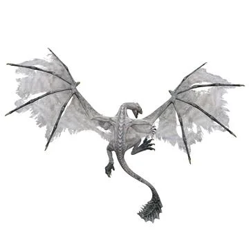 Fantasy flying dragon isolated on white 3d illustration Stock Illustration