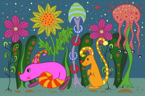 Fantasy forest Stock Illustration