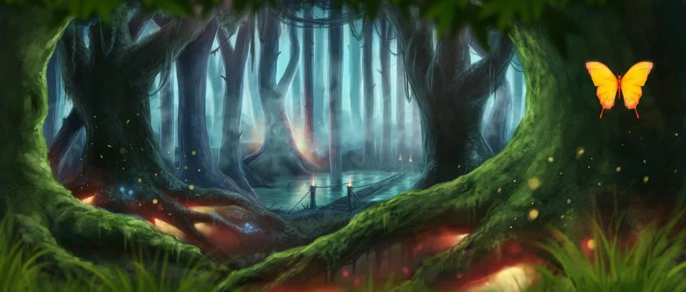 Fantasy Forest Illustration Stock Illustration