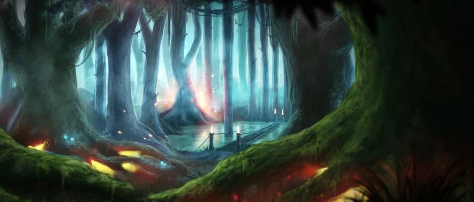 Fantasy Forest Illustration Illustrazione stock