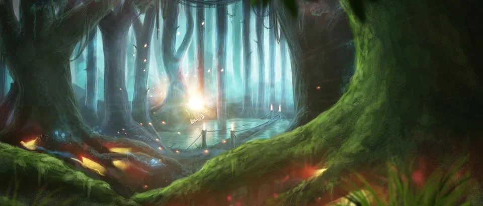 Fantasy Forest Illustration Stock Illustration