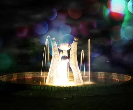 Fantasy fountain background 스톡 일러스트