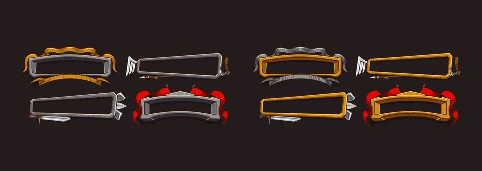 Fantasy frames with medieval weapon for rpg game Stock Illustration