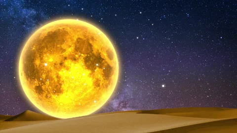 Fantasy Full moon in the desert at night 스톡 동영상 167396172