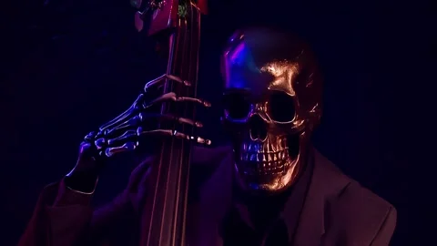Fantasy funny animation of skeleton playing double bass Stock-Footage 343562295