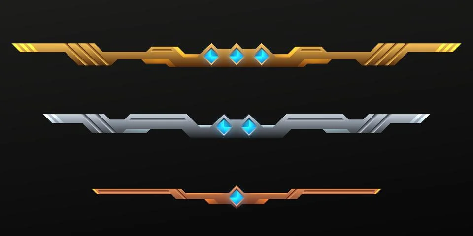 Fantasy game gui levels bars with gold, silver and bronze colors. Stock Illustration