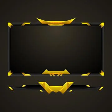 Fantasy game interface live stream overlay border frame in gold and black Stock Illustration