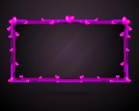 Fantasy game interface pink stream overlay webcam screen frame with love hearts Illustrazione stock