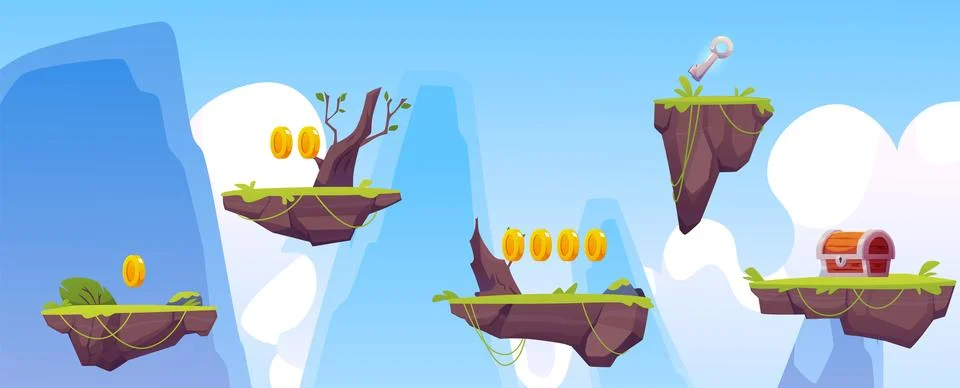 Fantasy game platform elements vector illustration Stock Illustration