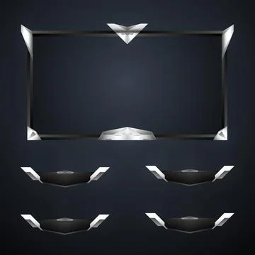 Fantasy gaming interface metallic stream overlay border frame template Stock Illustration