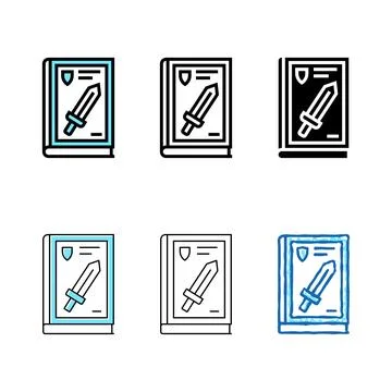 Fantasy genre color icon pack vector Stock Illustration