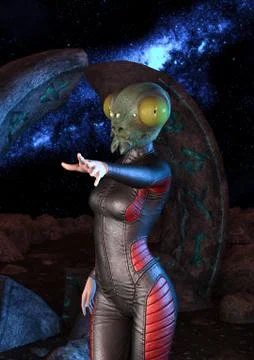 Fantasy girl in the outer space Stock Illustration