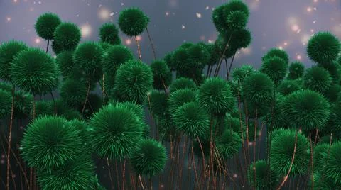 Fantasy Glade 3d render 3d illustration flowers with thorns Illustrazione stock