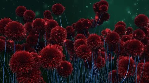 Fantasy Glade 3d render 3d illustration flowers with thorns Illustrazione stock