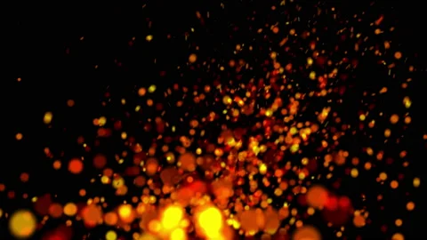 Fantasy glowing flying away particles on black background, Burning fire Video stock 201668623