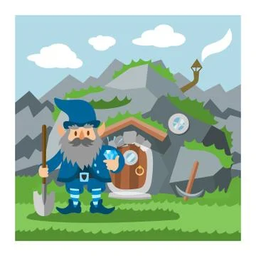 Fantasy gnome house vector cartoon fairy treehouse and magic housing village Stock Illustration