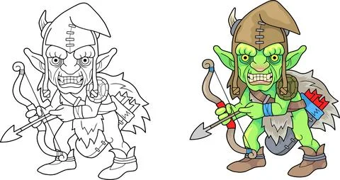 Fantasy goblin coloring book Stock Illustration