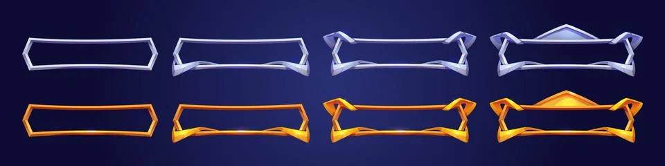 Fantasy gold and silver frames for game buttons Stock Illustration
