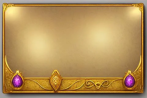 Fantasy gold frame in medieval style for rpg game ui design. Stock Illustration
