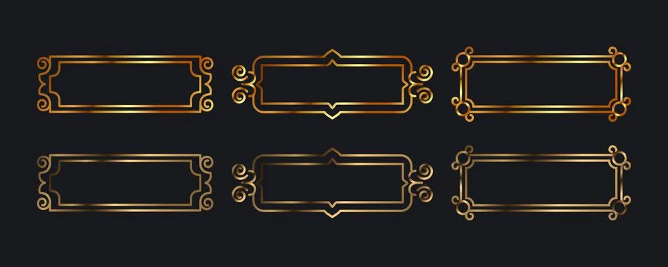 Fantasy gold frames in medieval style for rpg game ui design. Stock Illustration