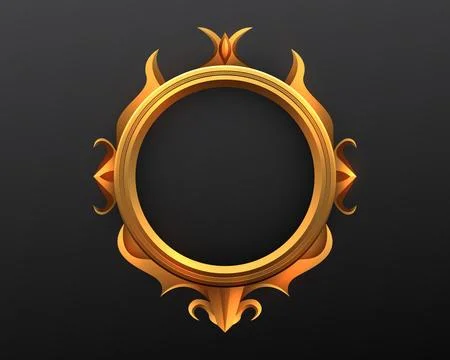 Fantasy gold vintage border frame on black Background Stock Illustration