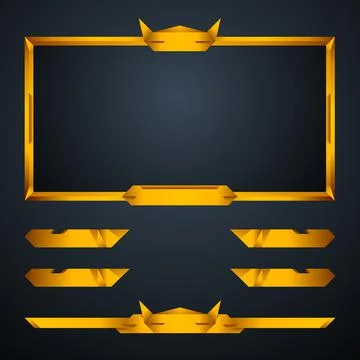 Fantasy golden game interface border frame for live stream overlay Stock Illustration
