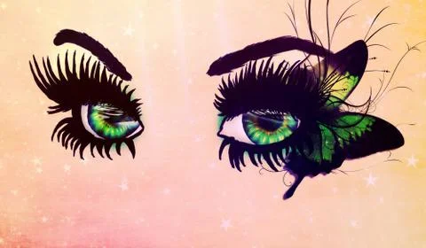 Fantasy green eyes 스톡 일러스트