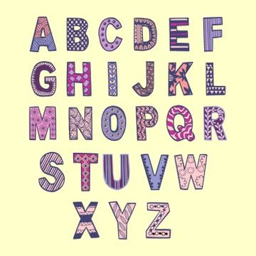 Fantasy hand drawn font in doodle style. Stock Illustration
