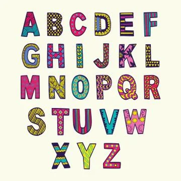 Fantasy hand drawn font in doodle style. Stock Illustration