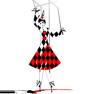 Fantasy of hand puppet Pierrette Stock Illustration