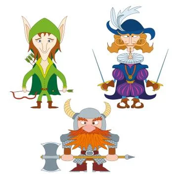 Fantasy heroes, set Illustrazione stock