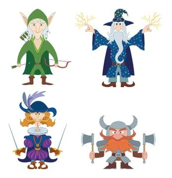Fantasy heroes, set Stock Illustration