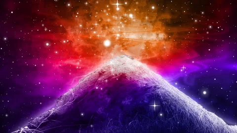 Fantasy hill at night with abstract cloudy effect 스톡 동영상 160878730