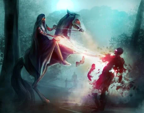 Fantasy horseman sorcery. Ilustração Stock