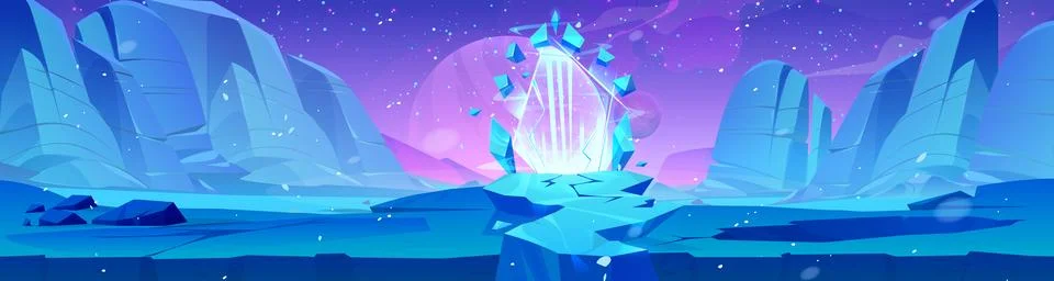 Fantasy ice space background with magic portal イラスト素材