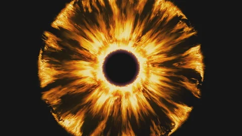 Fantasy illustration, a burning ring looking like a burning eye iris. Visual Stock Footage 164956098
