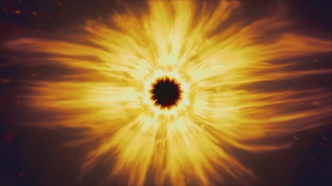 Fantasy illustration, a burning ring looking like a burning eye iris. Visual Stock Footage 164957080