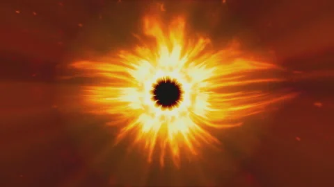 Fantasy illustration, a burning ring looking like a burning eye iris. Visual Stock Footage 165040993