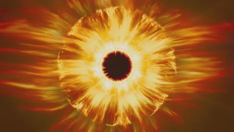 Fantasy illustration, a burning ring looking like a burning eye iris. Visual Stock Footage 165041177