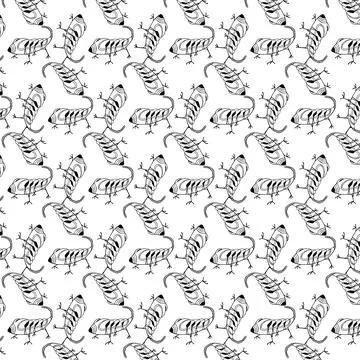Fantasy insect drawing motif pattern Stock Illustration