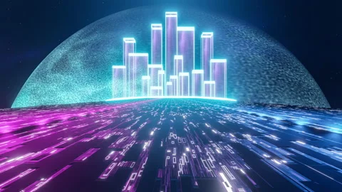 Fantasy Landscape Against The Starry Sky, 3D Render, 4K Loop Video. Stock Footage 234076069