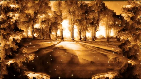 Fantasy landscape background and falling stars loop Stock Footage 53258741