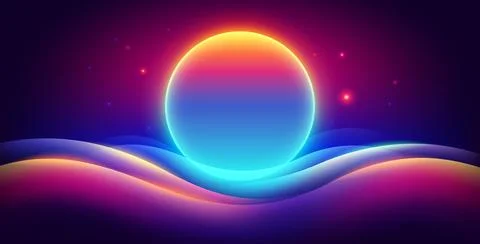 Fantasy Landscape with a Bright Planet Stock Illustration