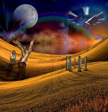 Fantasy landscape Stock Illustration