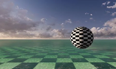 Fantasy landscape with sphere Stock Illustration