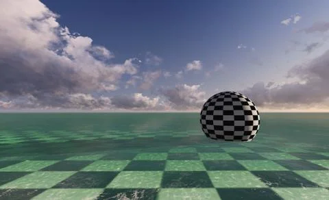 Fantasy landscape with sphere Stock Illustration