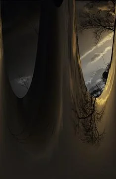 Fantasy landscape with trees Stock Illustration