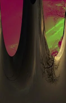 Fantasy landscape with trees Stock-Illustration