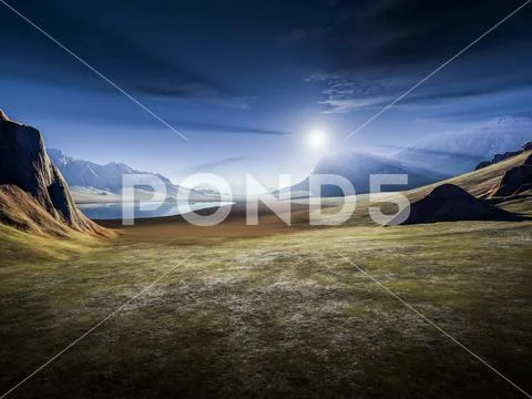 A fantasy landscape without any plants Stock Illustration