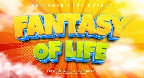 Fantasy of life 3d vector text effect with modern style design Stock Illustration